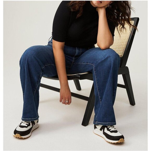 Women's Plus Size Wide Leg High-Rise Jeans Comfort Fit Stretch Cotton - Picture 7 of 7